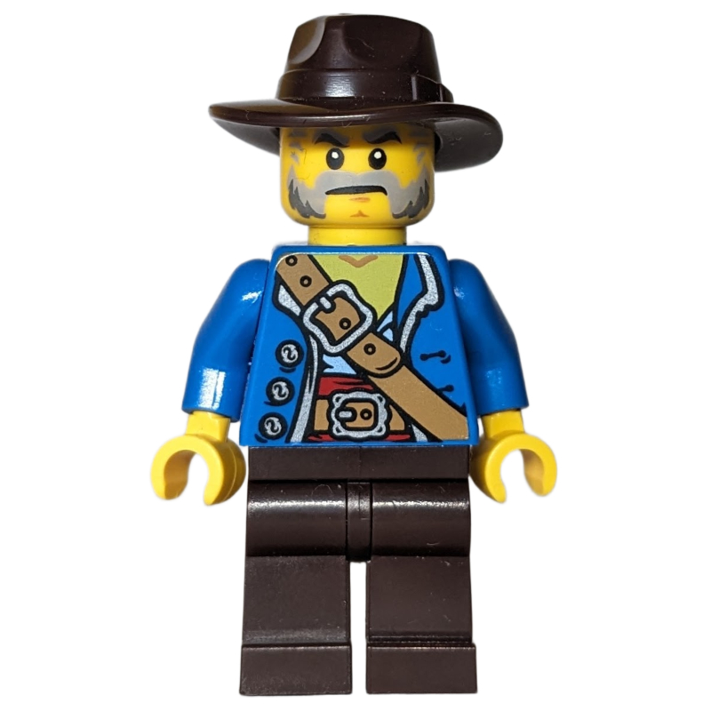 LEGO Pirate, Blue Torso, Dark Brown Legs, Dark Brown Hat (fig-016979)