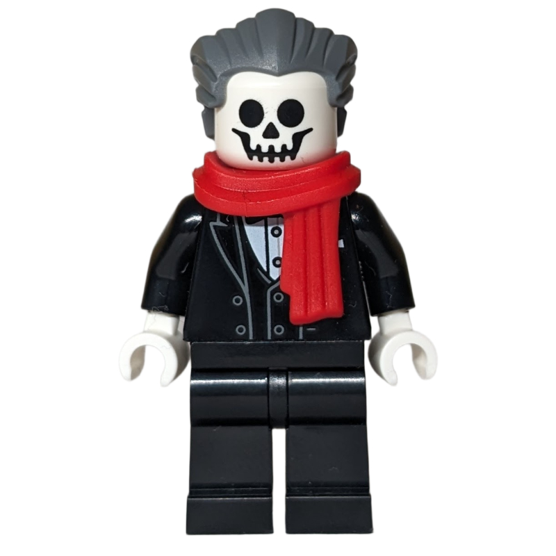 LEGO Skeleton, Black Suit, Red Scarf (fig-016981)