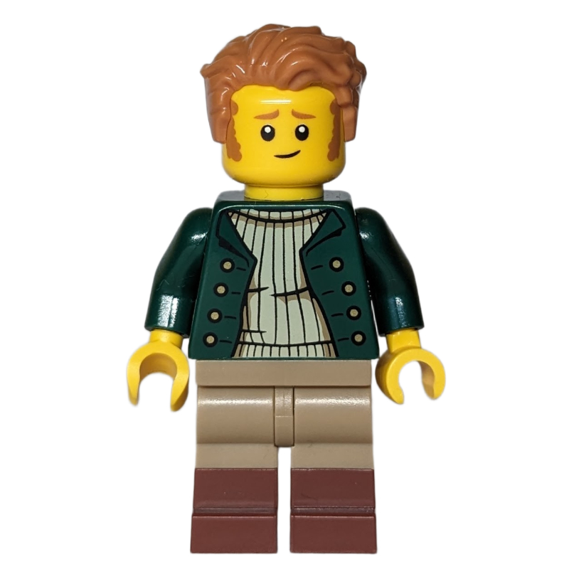 LEGO Man, Dark Green Torso, Dark Tan Legs, Medium Nougat Hair (fig-016987)