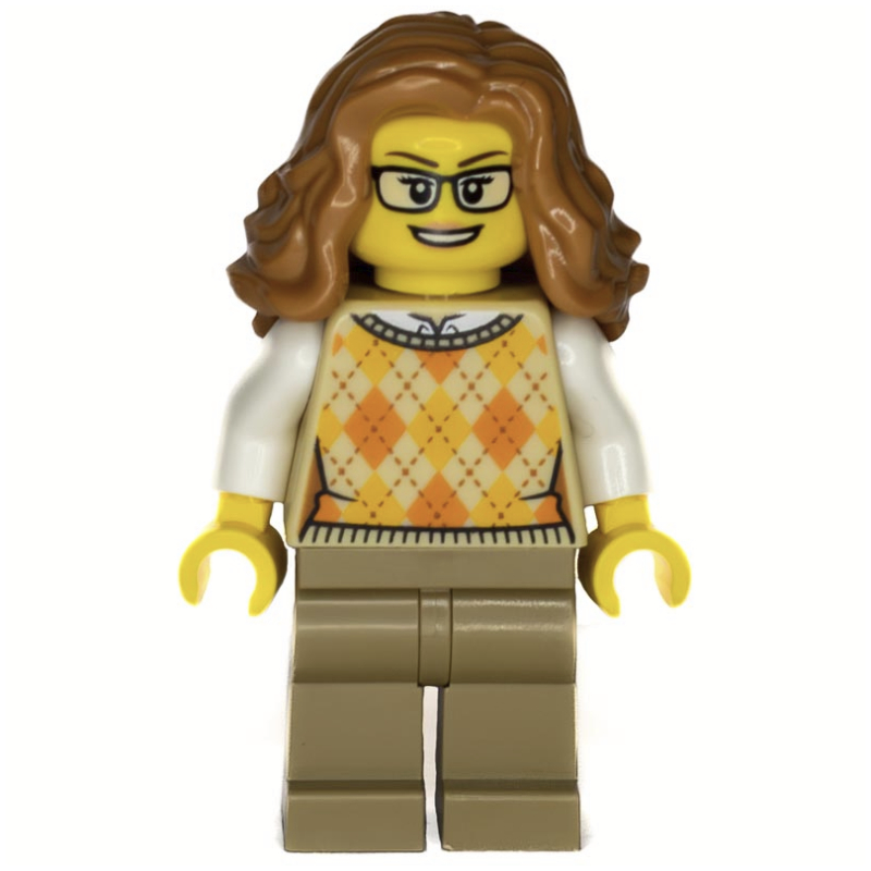 LEGO Tan Torso, Sweater, Dark Tan Legs, Medium Nougat Hair (fig-017030)