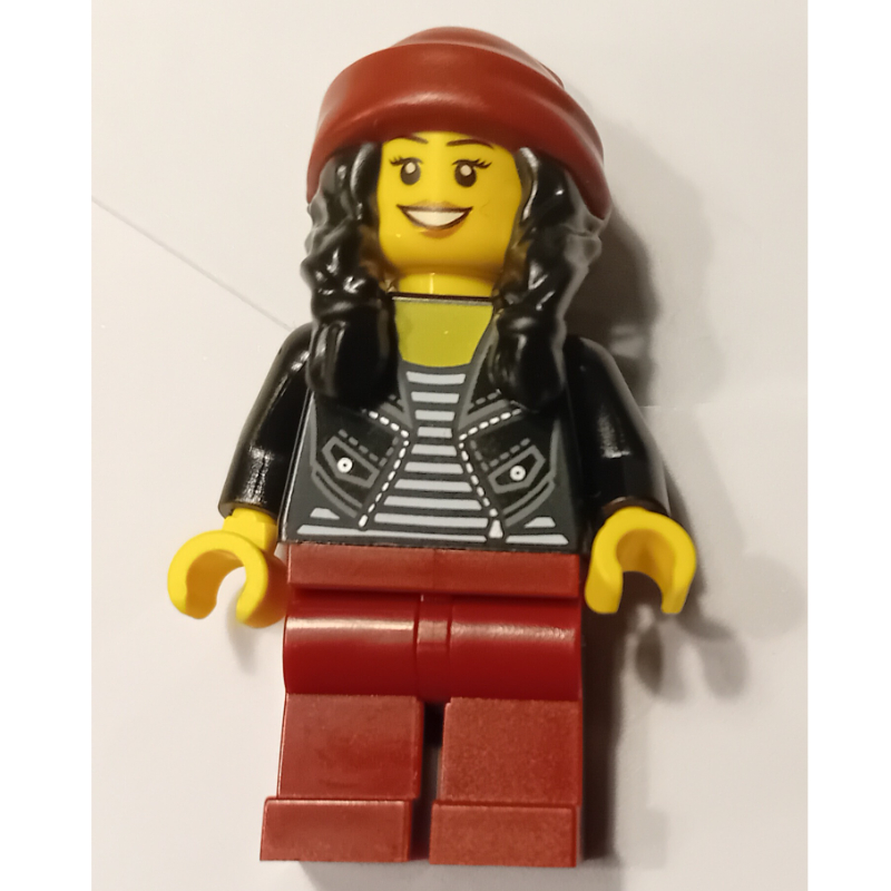 LEGO Black Torso, Dark Red Legs, Dark Red Beanie (fig-017040)