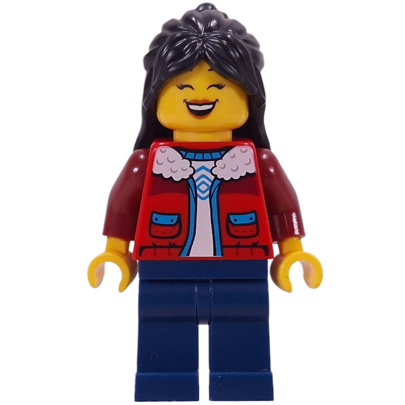 LEGO Mom, Red Torso, Dark Blue Legs, Black Hair (fig-017048)