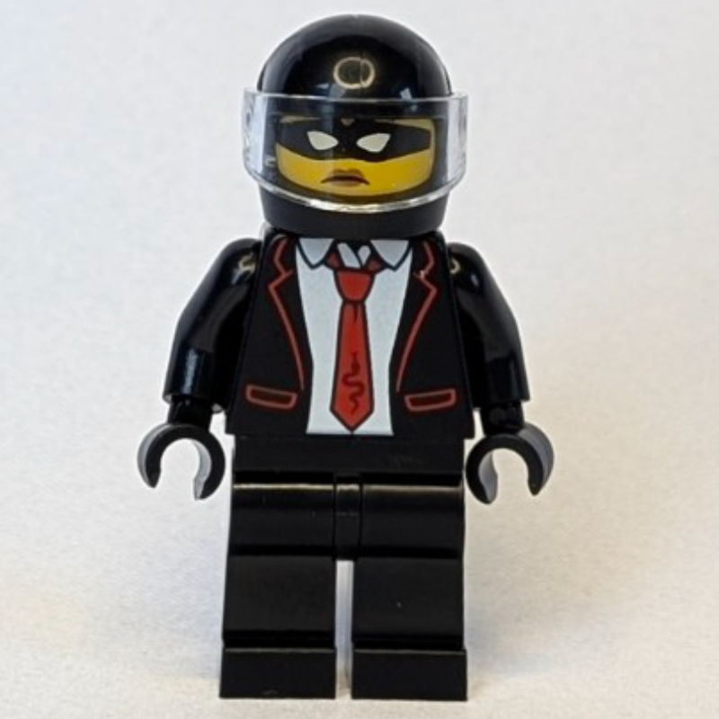 LEGO Criminal, Black Suit, Red Tie, Black Helmet (fig-017095)