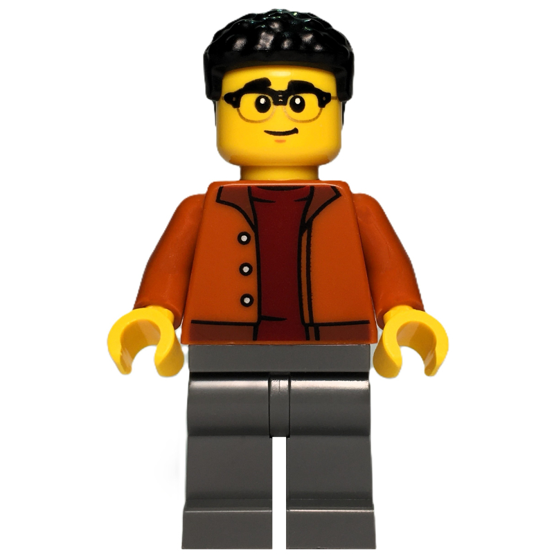 LEGO Man, Dark Orange Torso, Dark Bluiosh Gray Legs, Black Hair (fig-017098)