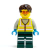 Technician, Vibrant Yellow Torso, Dark Green Legs, Dark Brown Hair