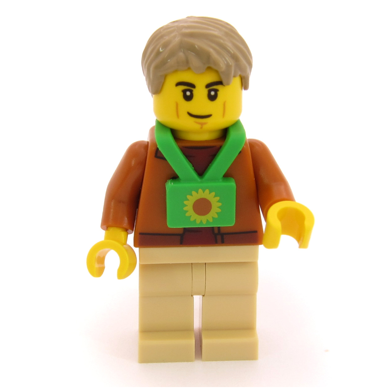LEGO Passenger, Dark Orange Torso, Tan Legs, Dark Tan Hair, Sunflower Lanyard (fig-017296)