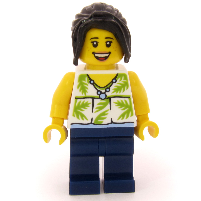 LEGO Passenger, White Torso, Dark Blue Legs, Black Hair (fig-017298)