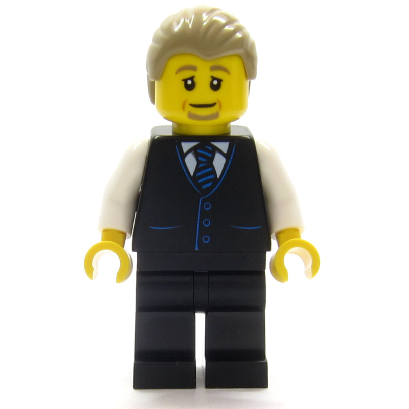 LEGO Air Traffic Controller, Black Suit, Dark Tan Hair (fig-017300)