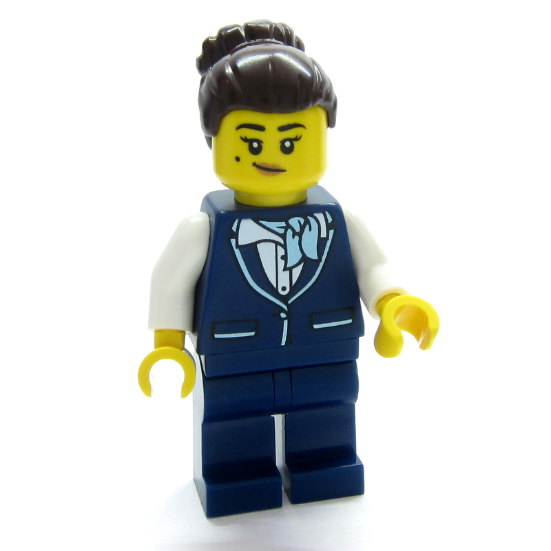 LEGO Air Hostess, Dark Blue Suit, Dark Brown Hair (fig-017302)