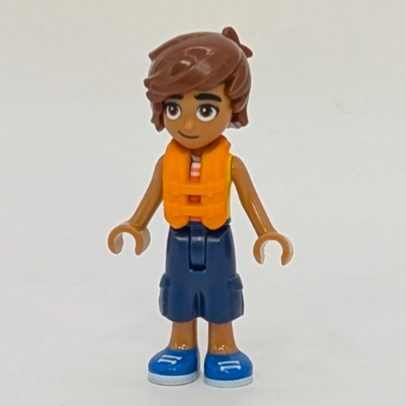LEGO Leo, Bright Light Orange Vest, Dark Blue Pants, Life Vest (fig-017317)