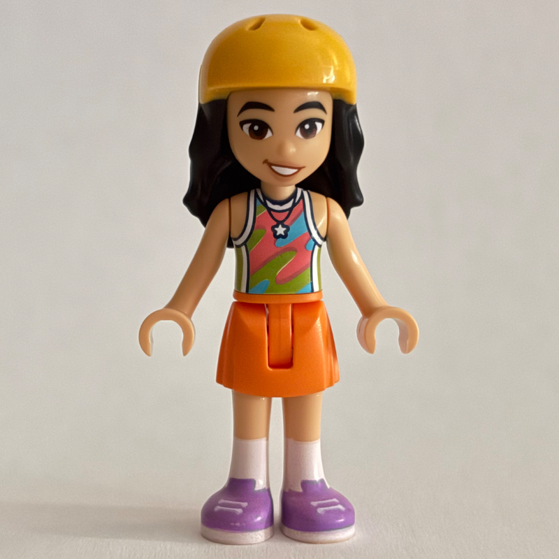 LEGO Liann, Colored Top, Orange Skirt, Helmet (fig-017356)