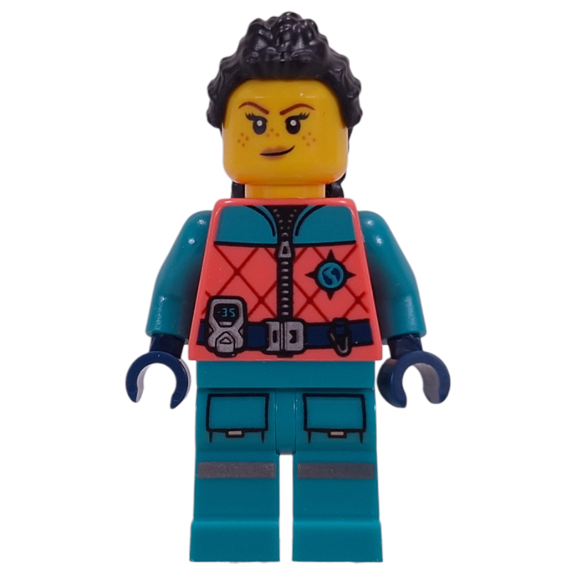 LEGO Arctic Explorer, Coral Torso, Dark Turquoise Legs, Black Hair (fig-017376)