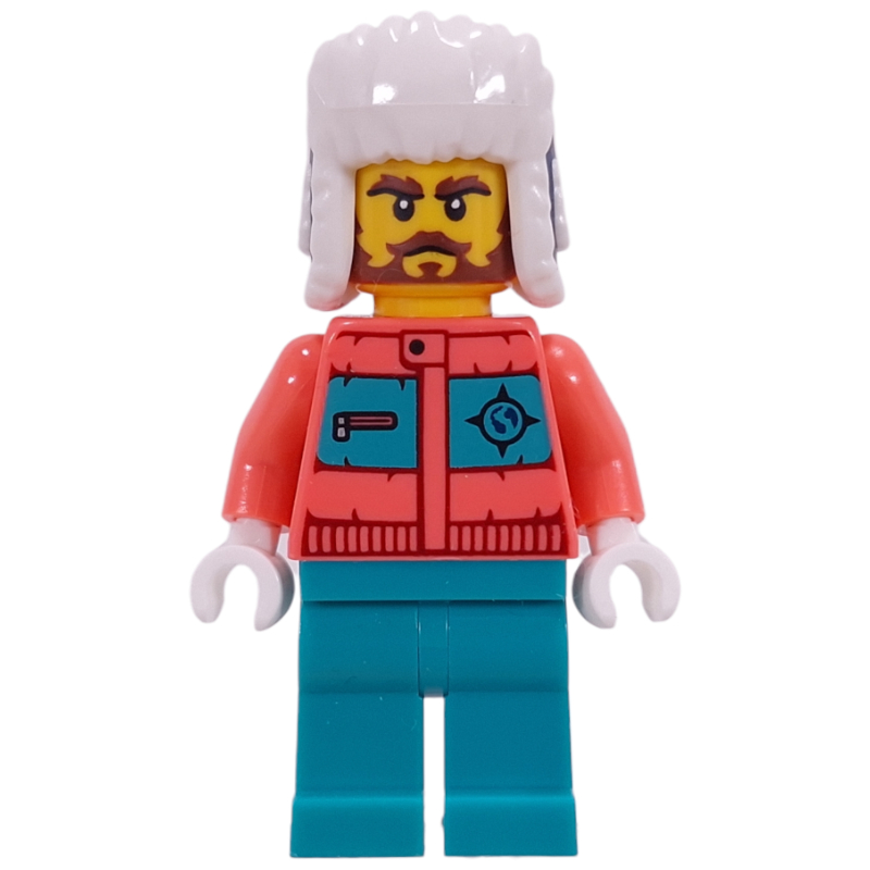 LEGO Arctic Explorer, Coral Torso, Dark Turquoise Legs, Dark Blue Ushanka (fig-017377)
