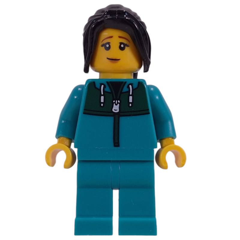 LEGO Astronaut, Dark Turquoise Jumpsuit, Black Hair (fig-017380)