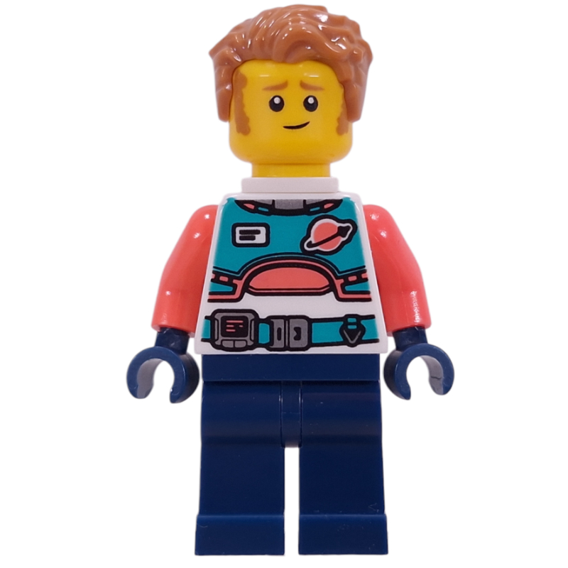 LEGO Astronaut, White Torso, Dark Blue Legs, Medium Nougat Hair (fig-017381)