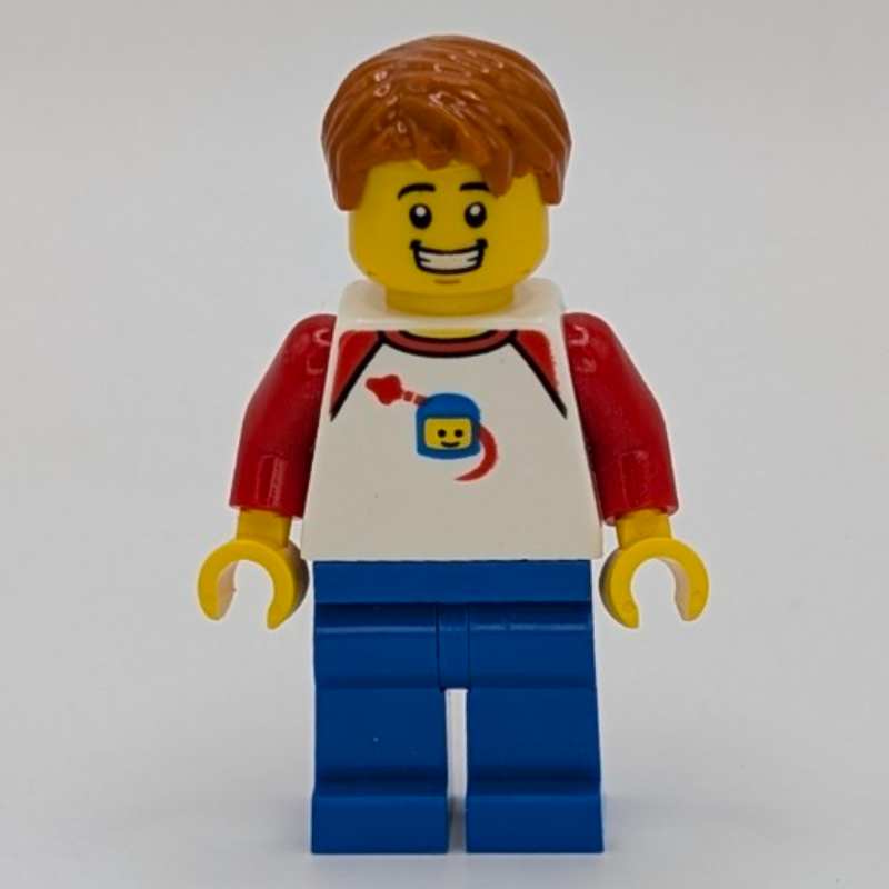 LEGO White Torso with Classic Space Fig, Blue Legs, Dark Orange Hair (fig-017401)