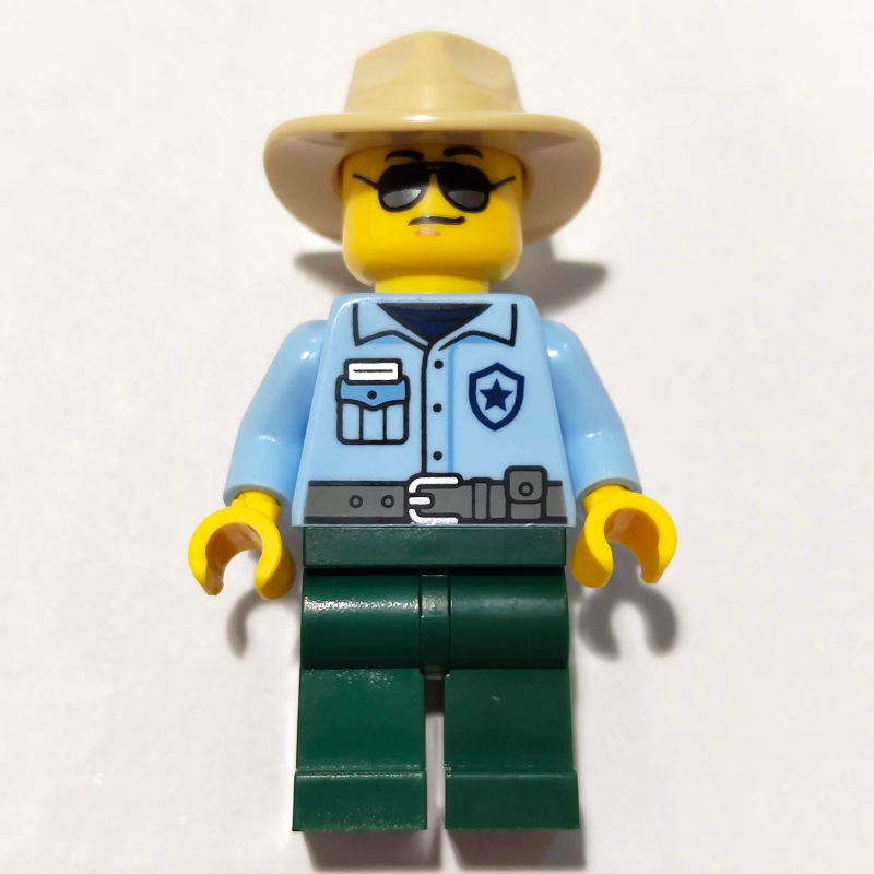 LEGO Ranger, Bright Light Blue Torso, Dark Green Legs, Fedora, Sunglasses (fig-017439)