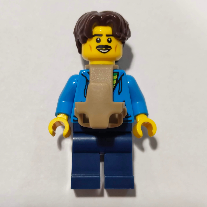 LEGO Dad, Dark Azure Torso, Dark Blue Legs, Dark Brown Hair, Baby Carrier (fig-017441)