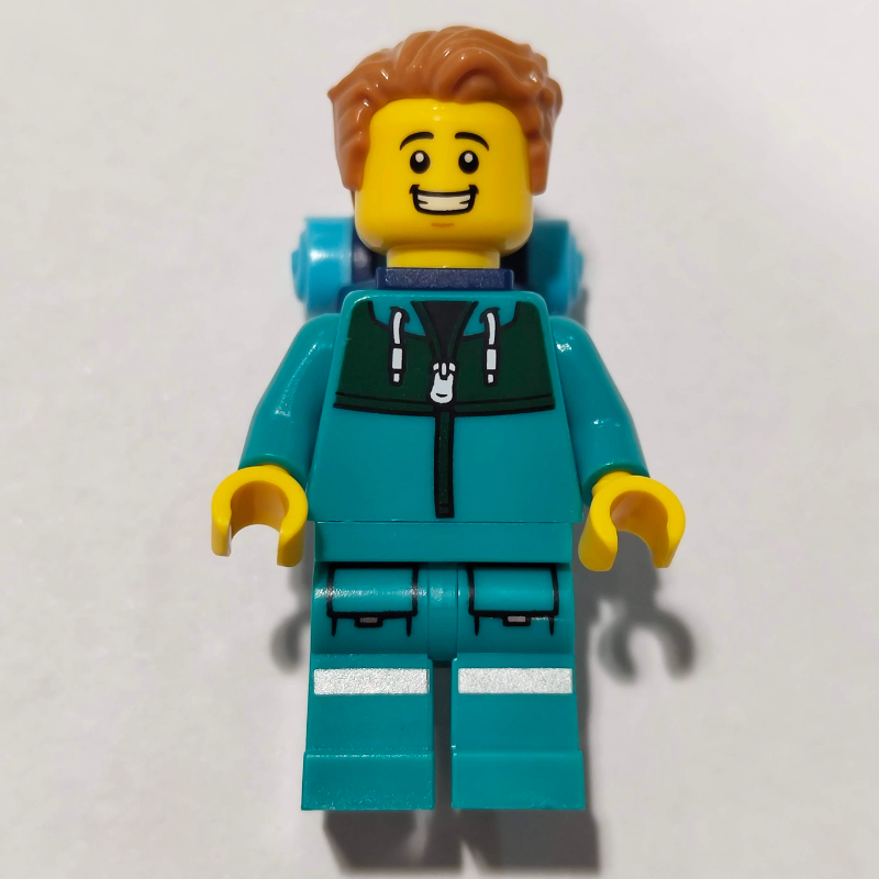 LEGO Hiker, Dark Turquoise Tracksuit, Medium Nougat Hair, Backpack (fig-017444)