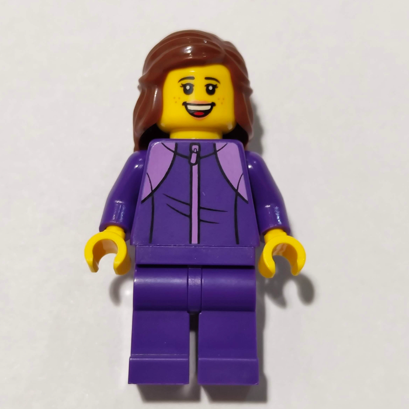 LEGO Hiker, Dark Purple Tracksuit, Reddish Brown Hair (fig-017445)