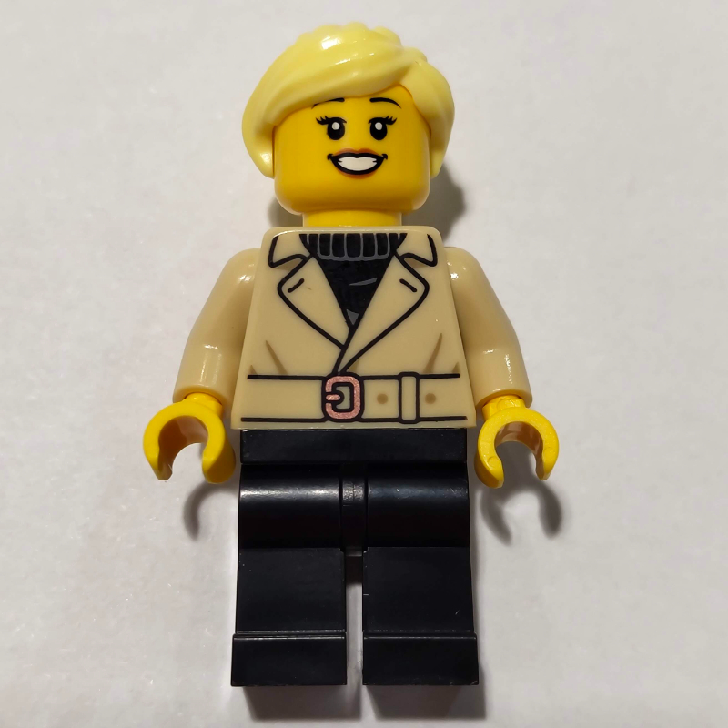 LEGO Hiker, Tan Coat, Black Legs, Bright Light Yellow Hair (fig-017446)