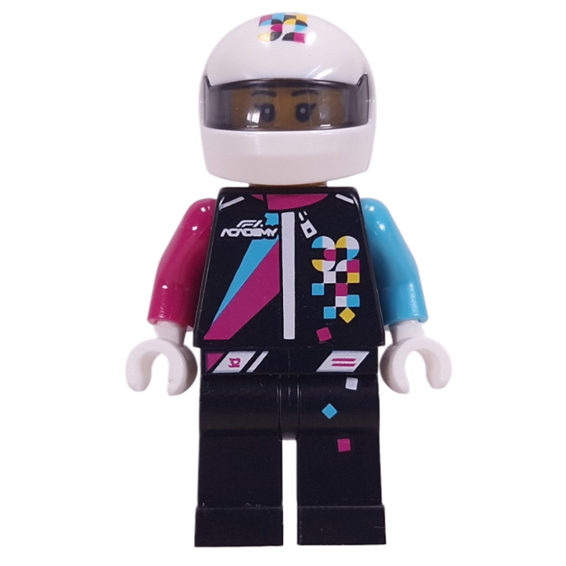 LEGO F1 ACADEMY Driver, Black Suit, White Helmet (fig-017512)