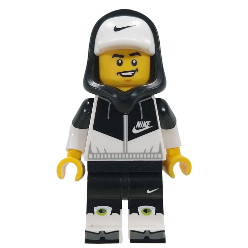 LEGO Black/White Nike Outfit, Hood with Cap (fig-017528)