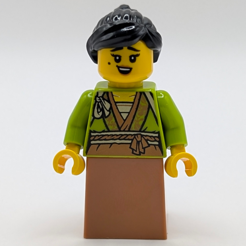 LEGO Lime Robes, Medium Nougat Dress, Black Hair (fig-017609)