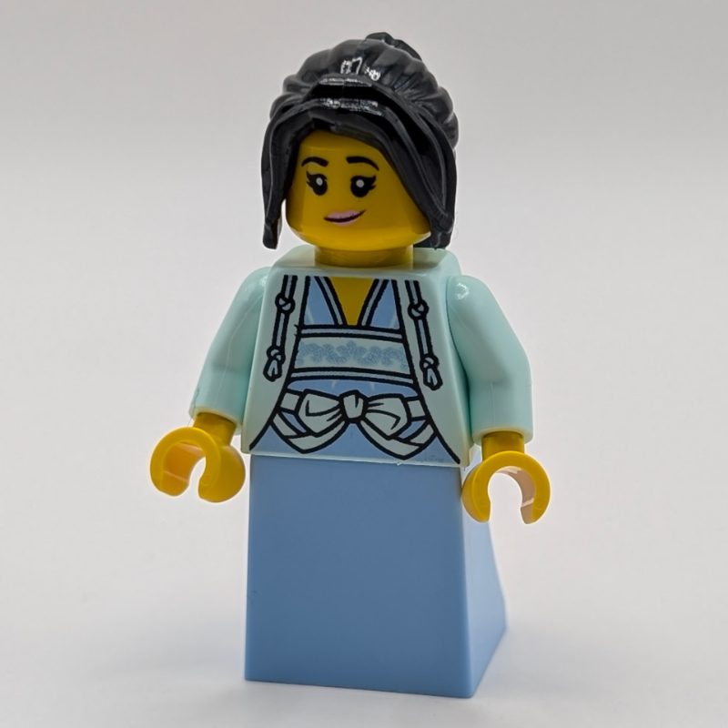 LEGO Light Aqua Tunic, Bright Light Blue Dress, Black Hair (fig-017610)
