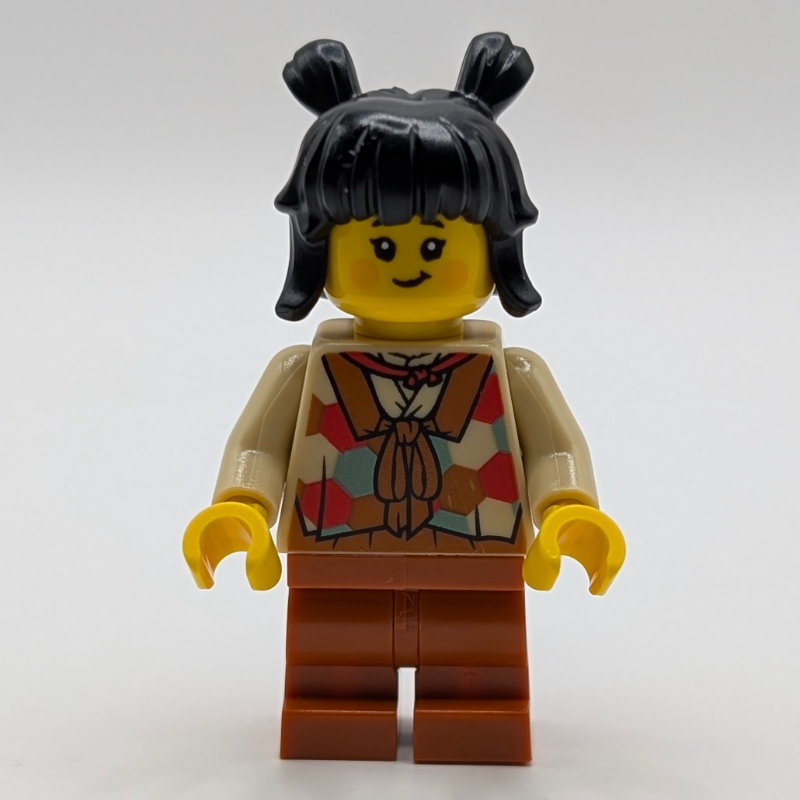 LEGO Tan Tunic, Dark Orange Medium Legs, Black Hair (fig-017613)