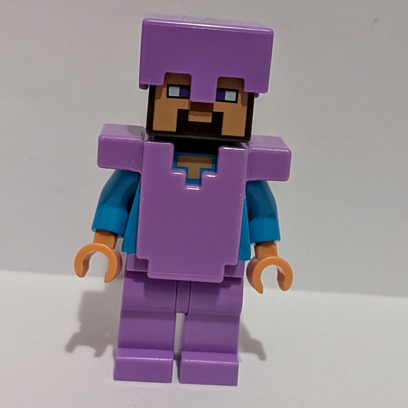 LEGO Steve, Nougat Face, Lavender Helmet and Armor (fig-017676)