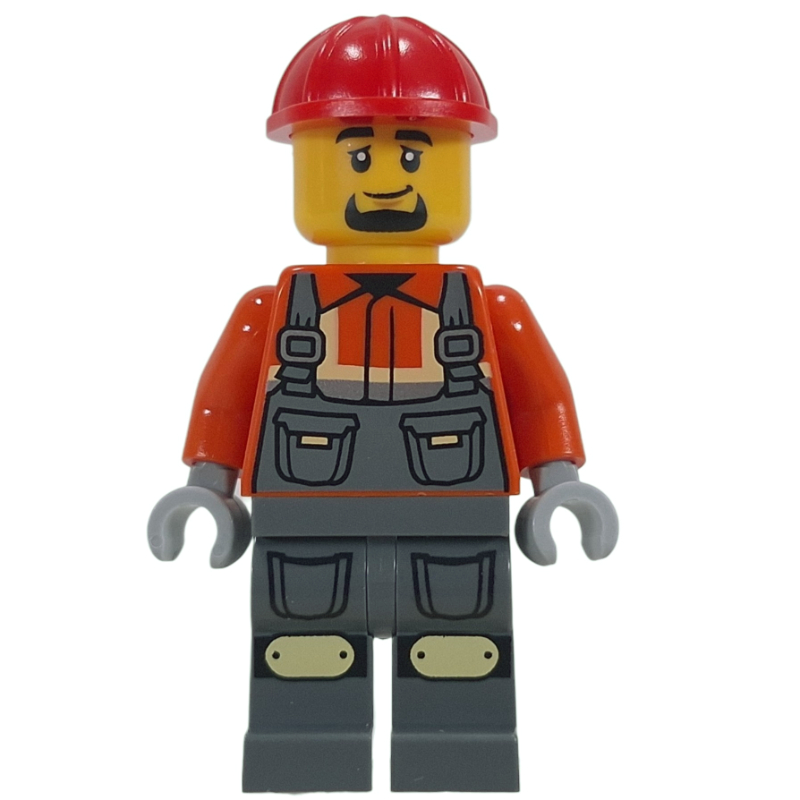 LEGO Construction Worker, Dark Bluish Gray Overalls (fig-017761)