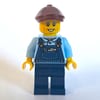 Train Driver, Dark Blue Overalls, Reddish Brown Flat Cap