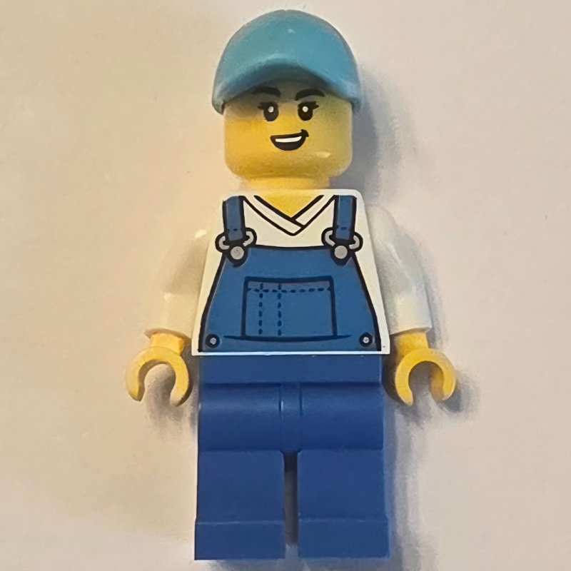 LEGO Car Wash Worker, Blue Overalls, Medium Azure Cap (fig-017782)