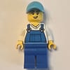 Car Wash Worker, Blue Overalls, Medium Azure Cap