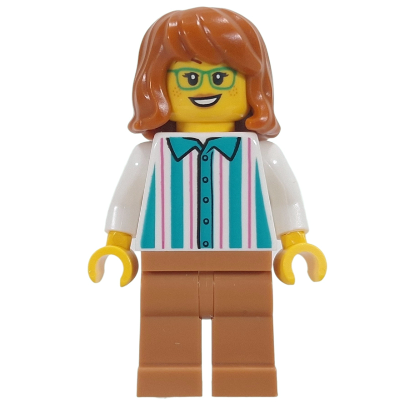 LEGO Ice Cream Server, White Shirt, Medium Nougat Legs, Dark Orange Hair (fig-017793)