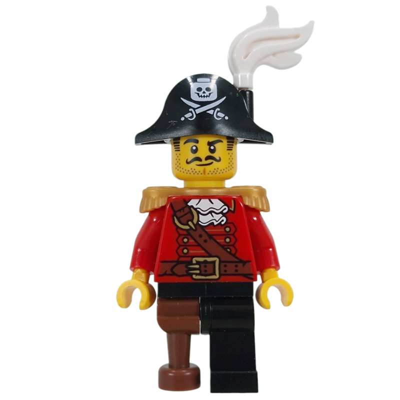 Pirate, Red Coat, Peg Leg, Bicorne Hat with White Plume