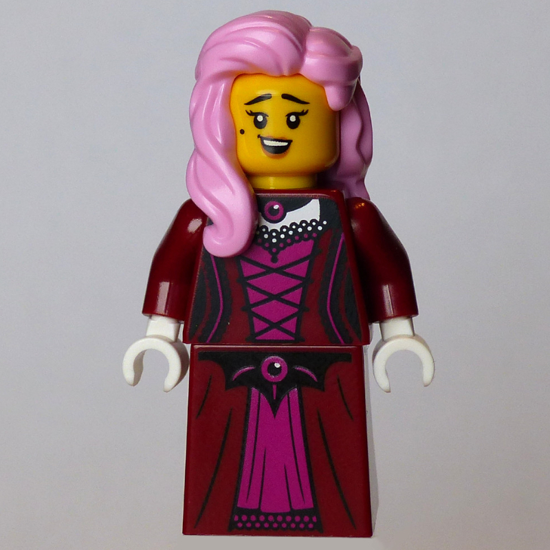 LEGO Lady, Dark Red Dress, Bright Pink Hair (fig-017915)