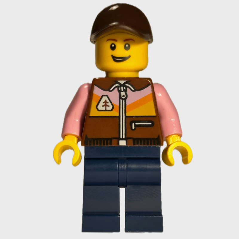 LEGO Passenger, Reddish Brown Torso, Dark Blue Legs, Reddish Brown Cap (fig-017962)