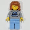 Race Driver, Light Bluish Gray Shirt, Bright Light Blue Legs, Blue Helmet with Black Visor
